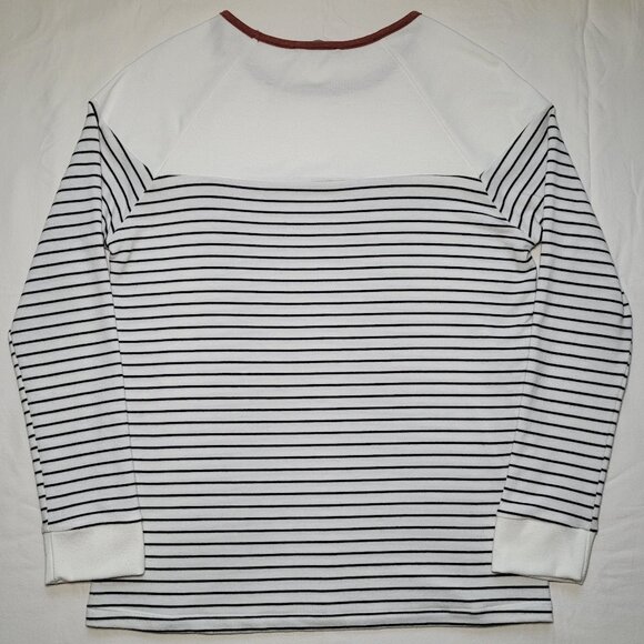 Staccato White & Black Striped Raglan Long-Sleeve Top with Rust Trim Womens Sz S - Picture 3 of 8